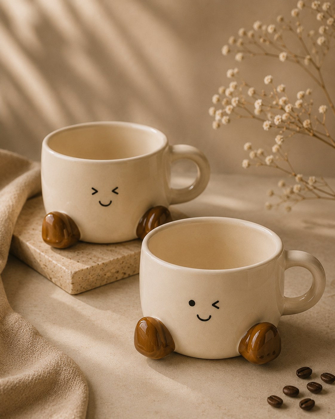 Smiley Footed Ceramic Mug