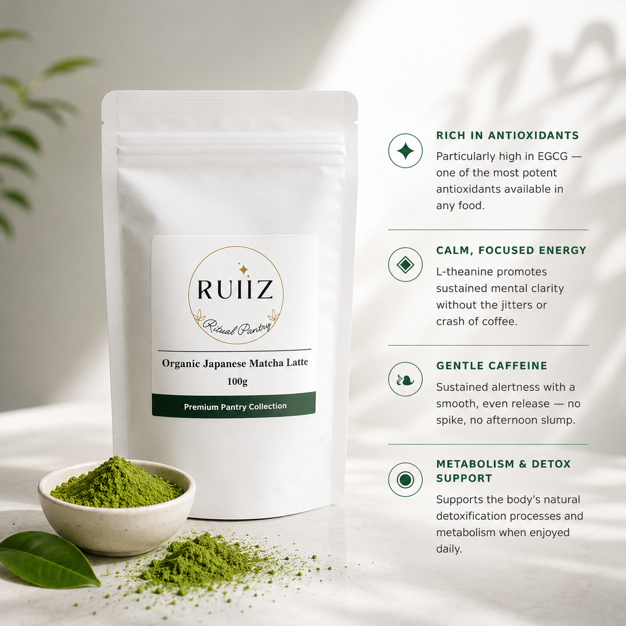 Organic Japanese Matcha Latte 100g - Natural Sweetened
