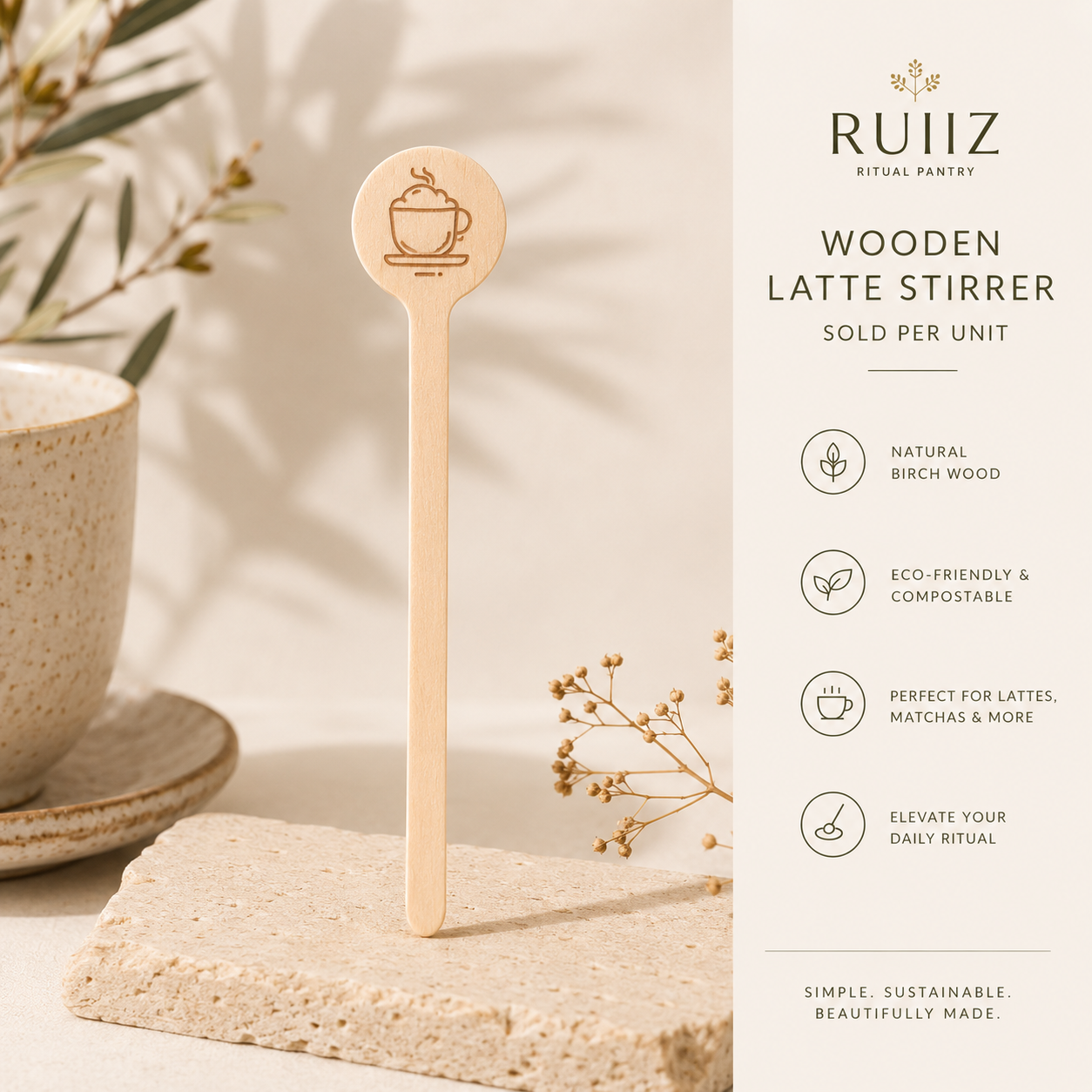 Extra Wooden Latte Stirrer